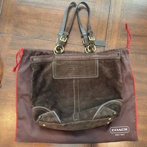 Brown suede limited edition Coach purse